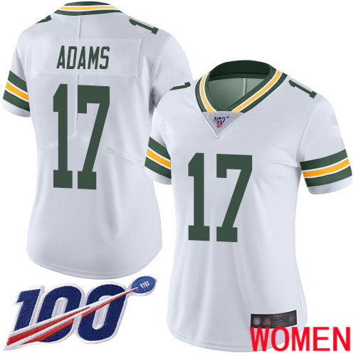 Green Bay Packers Limited White Women #17 Adams Davante Road Jersey Nike NFL 100th Season Vapor Untouchable